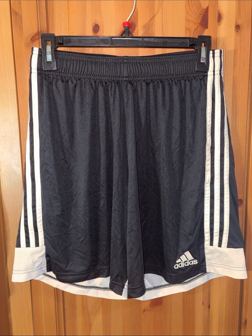 adidas Black Shorts with White Stripe Accents